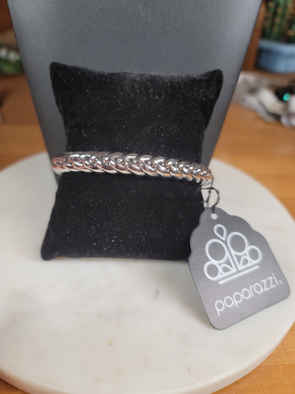 Paparazzi Men’s Silver-Tone Braided Curb Bracelet